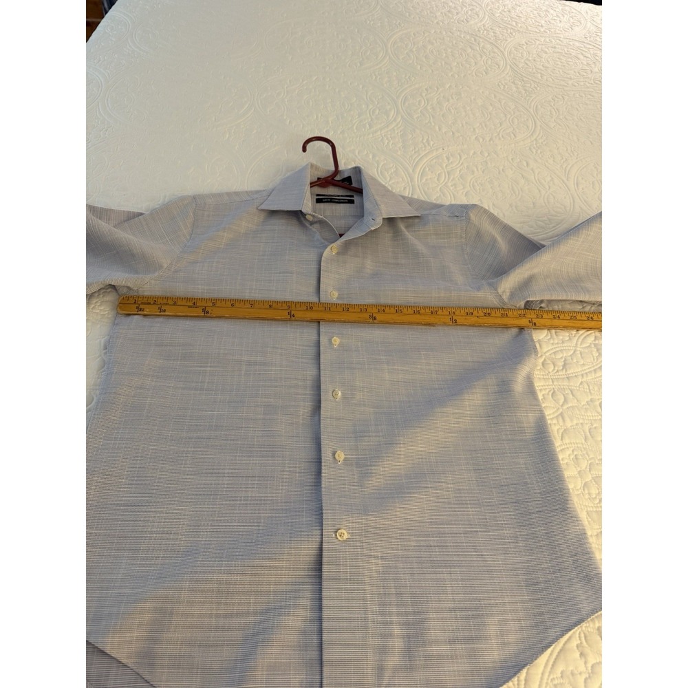 Saks, Fifth Avenue Men's Slim Fit Dress Shirt 100% Cotton Blue And White Pattern - Picture 6 of 9